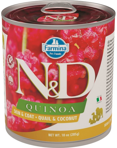 FARMINA N&D Dog Quinoa prepeliță & cocos 285 gr