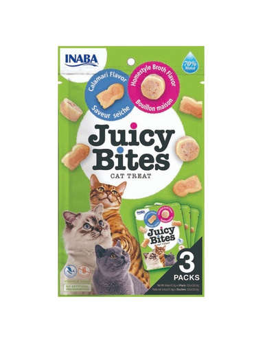 INABA Juicy Bites Recompense umede pentru pisci, cu bulion si calamar 33,9 g (3x11,3 g)