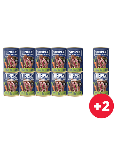 SIMPLY FROM NATURE set conserve caini, rata si morcov 10 x 400 g + 2 conserve GRATIS