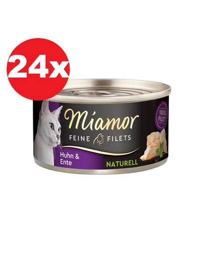 MIAMOR Feine Filets Naturell Chicken&Duck 24x80g pui si rata in sos propriu