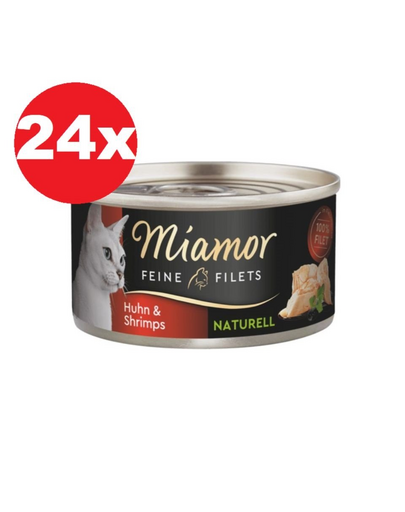 MIAMOR Feine Filets Naturell Chicken&Shrimps 24x80g pui si creveti in sos propriu