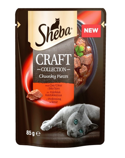 SHEBA Craft Collection Hrana umeda pentru pisici adulte, bogata in vita cu sos 85 g