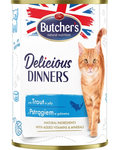 BUTCHER'S Delicious Dinners hrana pisici, pastrav in jeleu 400g
