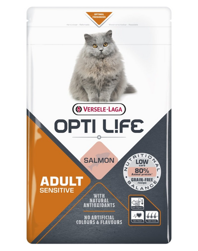 VERSELE-LAGA Opti Life Cat Adult Sensitive Salmon 2.5 kg hrana pisici sensibile, cu somon