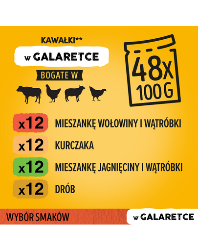 PEDIGREE Adult miel pasăre vită 48x100 g