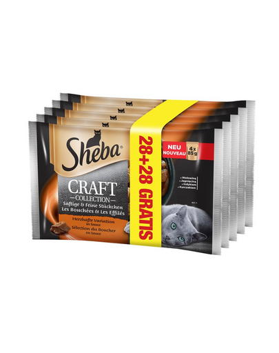 SHEBA Craft Collection Varietate de Carne în Sos 85 g 4 + 4 GRATIS x7