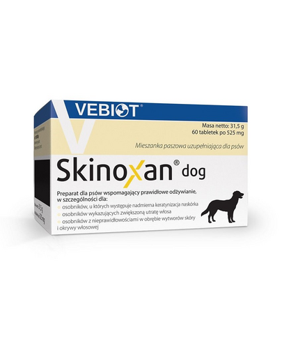 VEBIOT Skinoxan dog Supliment alimentar pentru catei si caini, imbunatatirea blanii si pielii 60 tab