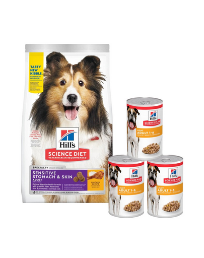 HILL\'S Canine Adult Sensitive Stomach&Skin 14 kg + 3 conserve GRATIS