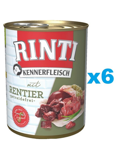 RINTI Kennerfleisch Reindeer renifer 6x800 g hrana cu ren, caine