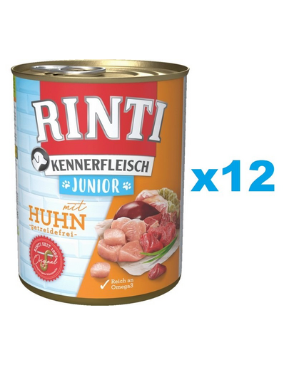 RINTI Kennerfleish Junior Chicken 12x800 g hrana umeda cu pui, caine junior