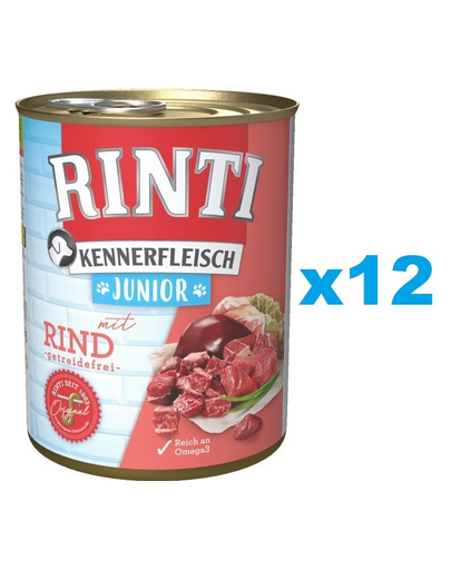 RINTI Kennerfleish Junior Beef 12x400 g conserve catei, cu vita