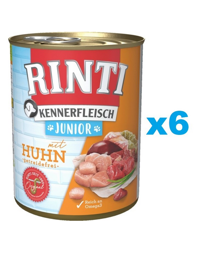 RINTI Kennerfleish Junior Chicken 6x400 g cu pui pentru catei