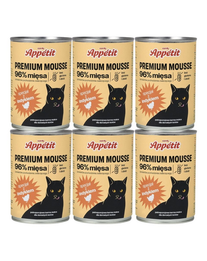 COMFY APPETIT PREMIUM Mousse 6x400 g curcan hrana umeda pentru pisici