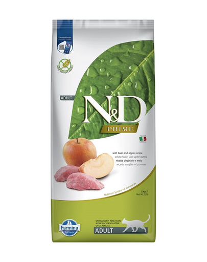 N&D Grain Free Boar & Apple Adult Cat 10 kg Sac hrana pisici, cu mistret si mar
