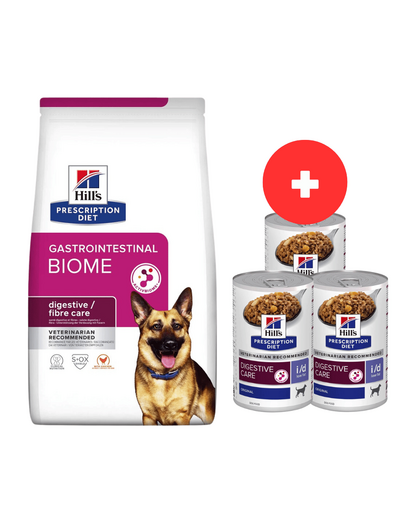 HILL\'S Prescription Diet Canine GI Biome 10 kg aliment caine cu afectiune digestiva + 3 x 360g conserve GRATIS