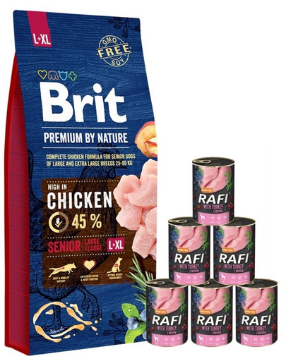 BRIT Premium By Nature Senior Large Extra Large L+XL 15 kg + set conserve 6x400 g curcan