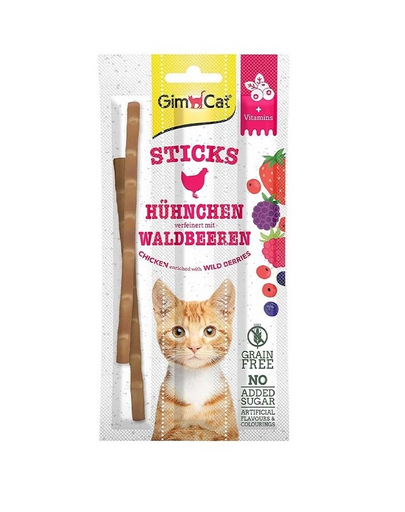 GIMCAT Sticks Chicken&Wild Berries 3 buc. Batoane pentru pisici cu pui si fructe de padure