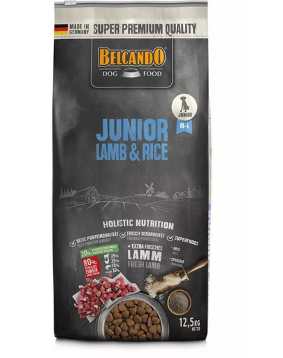 BELCANDO Junior hrana uscata cu miel si orez, pentru cainii cu varsta 4 luni+, talie M-L, 12.5 kg