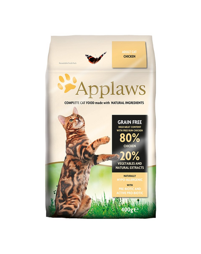 APPLAWS Grain free hrana uscata pentru pisici adulte, cu carne pui, 0.4 kg