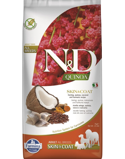 FARMINA N&D Hrana uscata pentru caini, cu quinoa si hering, 7 kg