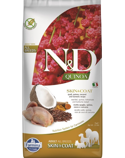 FARMINA N&D Dog Quinoa Skin&Qoat prepeliță 7 kg