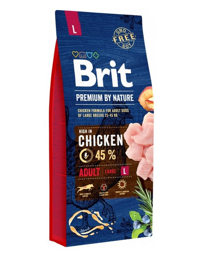 BRIT Premium By Nature Adult Large L Hrana uscata pentru caini adulti de talie mare, cu pui 15 kg