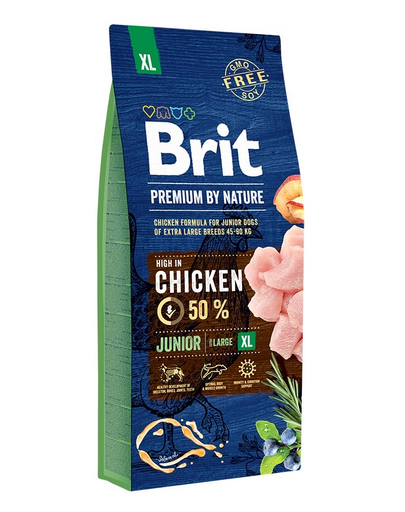 BRIT Premium By Nature Junior Extra Large Hrana uscata pentru catei si juniori de talie foarte mare XL 15 kg