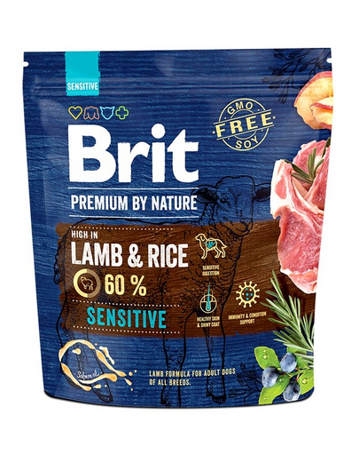 BRIT Premium By Nature Sensitive Lamb hrana uscata caini adulti cu tract digestiv sensibil, cu miel 1 kg