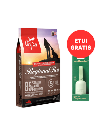 ORIJEN Regional Red 6 kg + EARTH RATED Etui - saci fara parfum 15 buc GRATIS