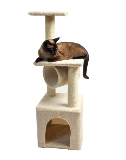 KATIDO Ansamblu pisici cu tunel 92 cm bej