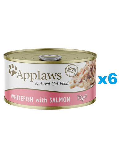 APPLAWS Cat Adult Whitefish with Salmon in Broth Hrana pisici adulte, cu peste alb si somon in sos 6x70g