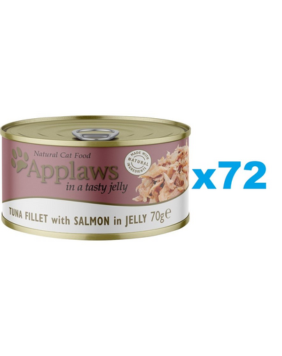 APPLAWS Cat Adult Tuna Fillet with Salmon in Jelly hrana umeda pisici senioare, cu ton si somon in aspic 72x70g
