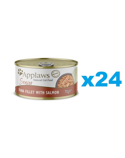 APPLAWS Cat Senior Tuna with Salmon in Jelly Set conserve pisica senior, cu ton si somon 24x70g