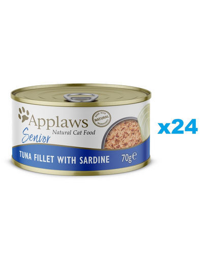 APPLAWS Cat Senior Tuna Fillet with Sardine in Jelly Hrana umeda pisica senior, cu tn si sardine in aspic 24x70 g