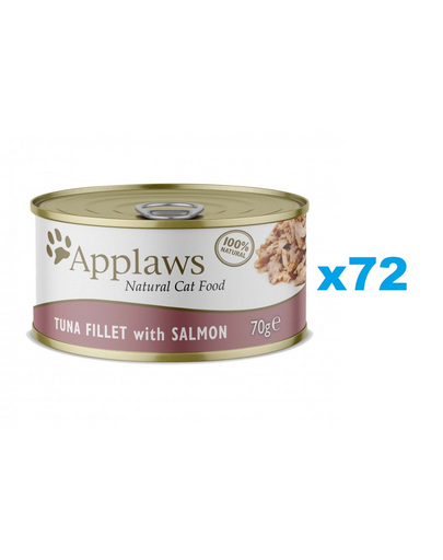 APPLAWS Cat Adult Tuna with Salmon in Broth Set conserve hrana pisica, cu ton si somon in sos 72x70 g