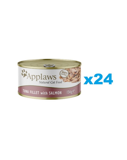 APPLAWS Cat Adult Tuna with Salmon in Broth Set conserve pisica, cu ton si somon in sos 24x156 g