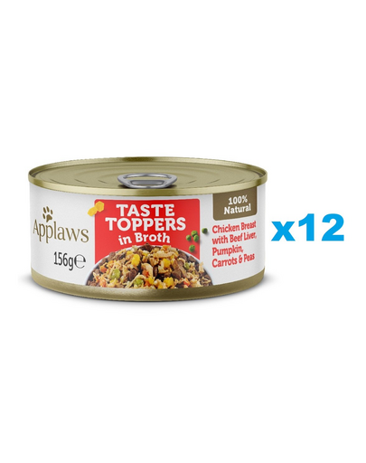 APPLAWS Taste Toppers set conserve caine, Piept de pui, ficat de vita, dovleac in sos 12x156 g