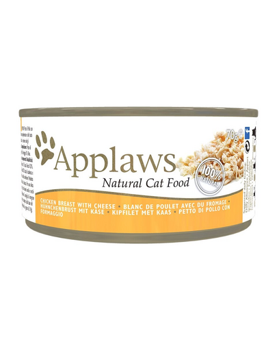 APPLAWS Cat Adult Chicken Breast with Cheese in Broth 72x70 g conserve hrana pisica, piept de pui si branza