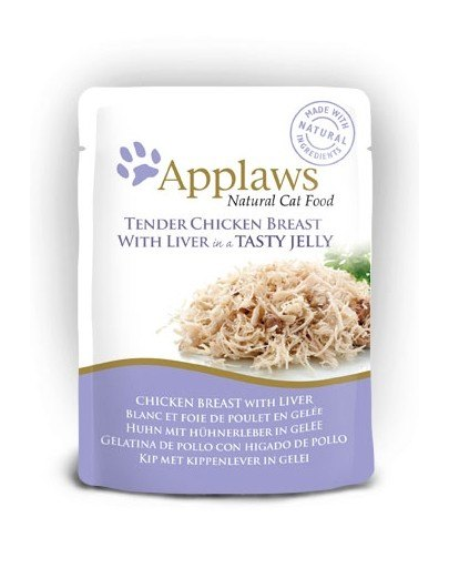 APPLAWS Cat Adult Pouch Chicken Breast with Liver in Jelly Set plicuri pisici, cu pui si ficat in aspic 16x70 g