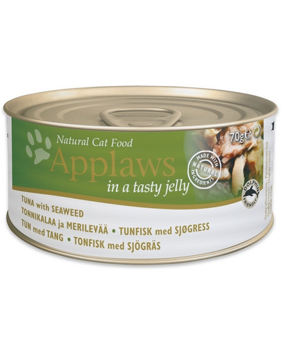 APPLAWS Cat Adult Tuna with Seaweed in Jelly Pachet conserve hrana pisici, ton si alge in aspic 24x70 g