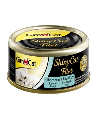 GIMCAT Shiny Cat Filet Chicken&Tuna 70g Hrana umeda cu pui si ton in sos pentru pisici