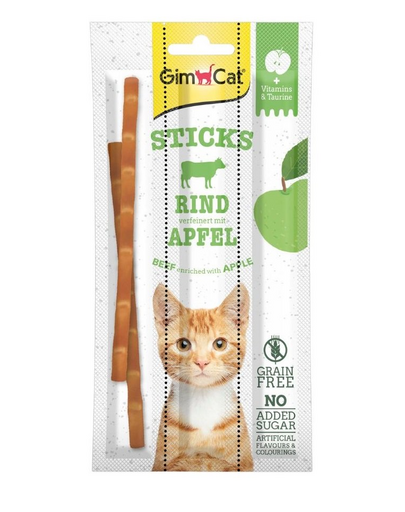 GIMCAT Sticks Beef&Apple Recompense pisici adulte, cu vita si mar 3 buc.