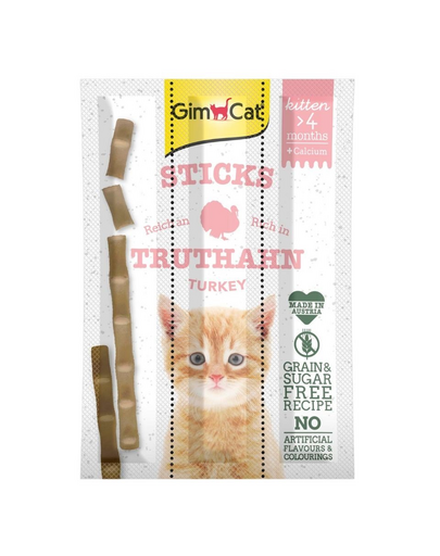 GIMCAT Sticks Kitten Turkey Gustare pentru pisoi, cu curcan 3 buc.