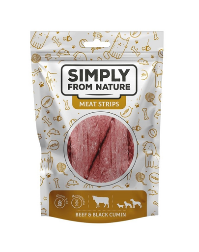SIMPLY FROM NATURE Meat Strips Fasii carne vita cu nigella pentru caini 80 g