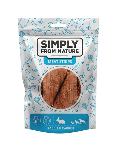 SIMPLY FROM NATURE Meat Strips Recompensa caine din carne iepure si morcovi 80 g