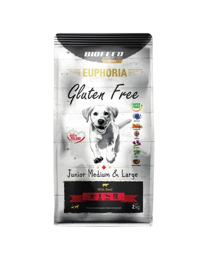 BIOFEED EUPHORIA Gluten Free cu vita pentru caini de rase medii si mari 2 kg