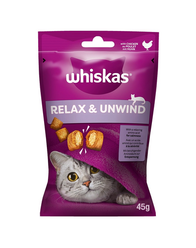 WHISKAS Relaxare si Calm 45 g snack cu pui pentru pisica