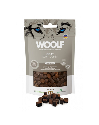 WOOLF Soft Cubes Goat Monoprotein 100g snackuri moi pentru caini, din capra