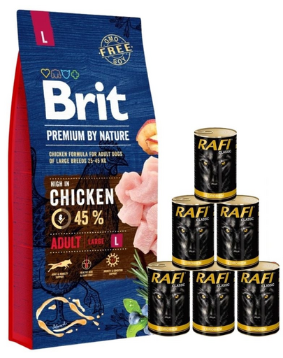 BRIT Premium By Nature Adult Large L 15 kg + 6x1240 g in sos