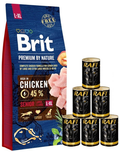 BRIT Premium By Nature Senior Large Extra Large L+XL 15 kg + hrana in sos 6x1240 g